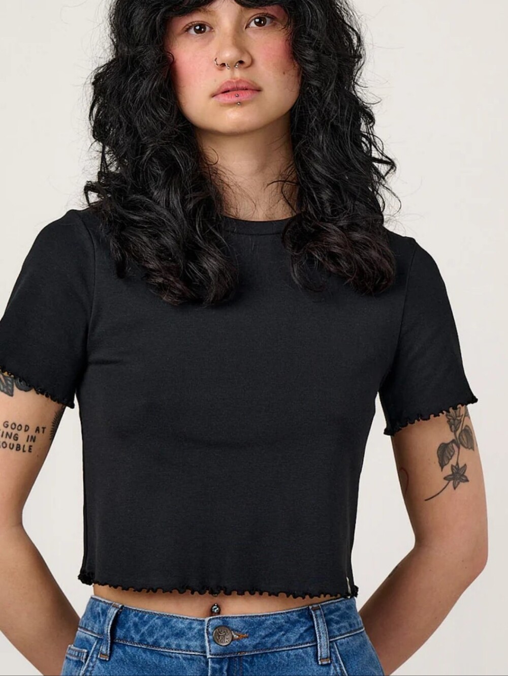 Lucy & Yak Scalloped Crop Tee